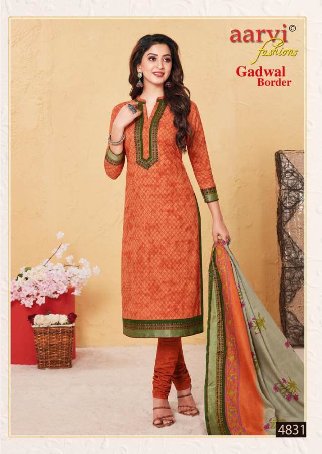 Aarvi Presents Gadwal Border 6 Collection Of Cambric Cotton Classy Printed Dress Materials