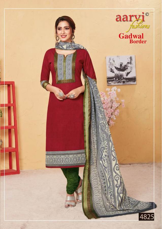Aarvi Presents Gadwal Border 6 Collection Of Cambric Cotton Classy Printed Dress Materials