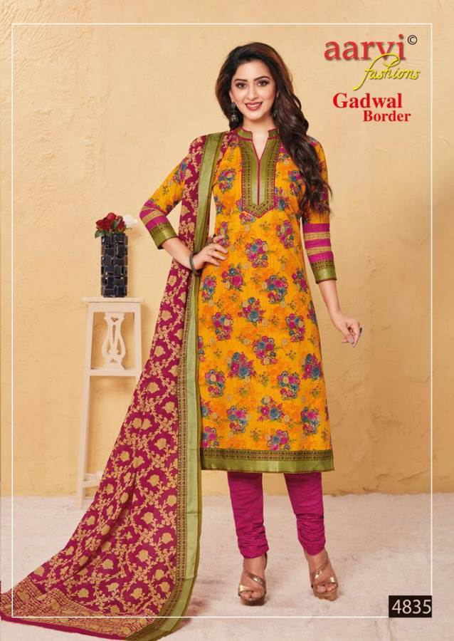 Aarvi Presents Gadwal Border 6 Collection Of Cambric Cotton Classy Printed Dress Materials