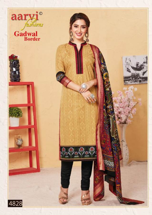Aarvi Presents Gadwal Border 6 Collection Of Cambric Cotton Classy Printed Dress Materials