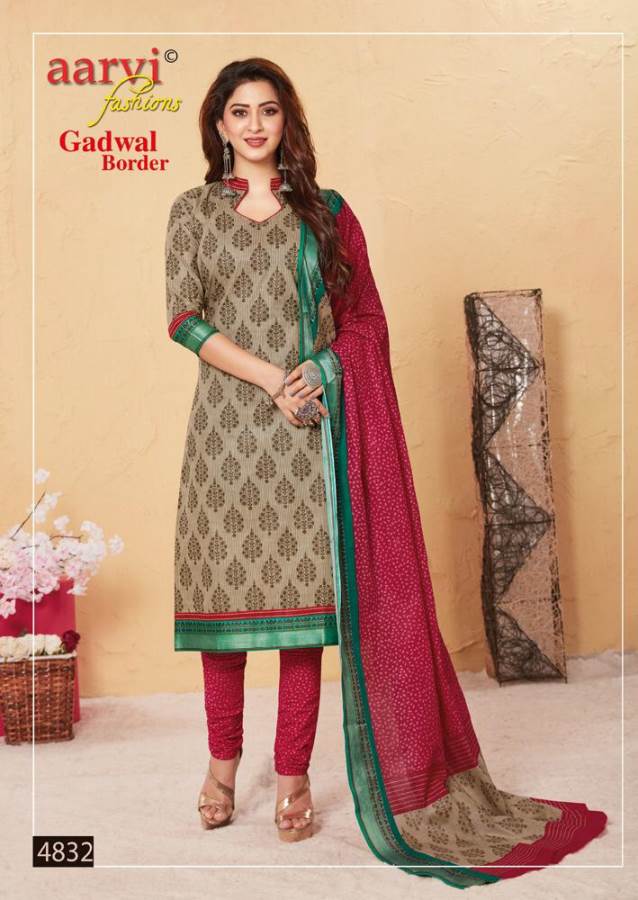 Aarvi Presents Gadwal Border 6 Collection Of Cambric Cotton Classy Printed Dress Materials