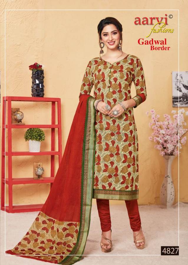 Aarvi Presents Gadwal Border 6 Collection Of Cambric Cotton Classy Printed Dress Materials