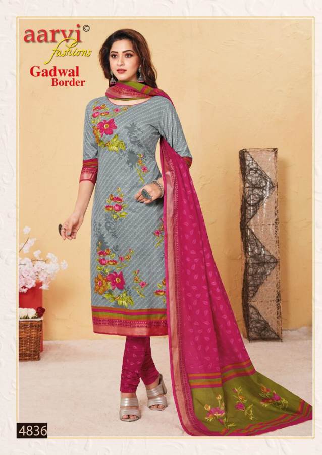 Aarvi Presents Gadwal Border 6 Collection Of Cambric Cotton Classy Printed Dress Materials