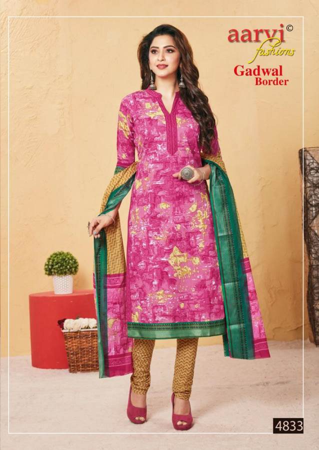 Aarvi Presents Gadwal Border 6 Collection Of Cambric Cotton Classy Printed Dress Materials