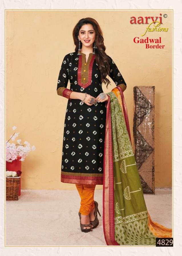 Aarvi Presents Gadwal Border 6 Collection Of Cambric Cotton Classy Printed Dress Materials