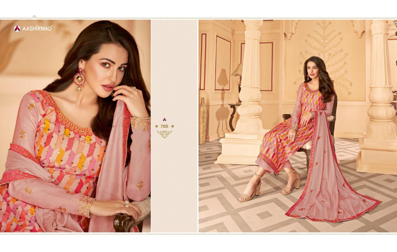 Ashirwad Presents Sakhi Collection Of Digital Style Print Heavy Tussar Silk Salwar Suits