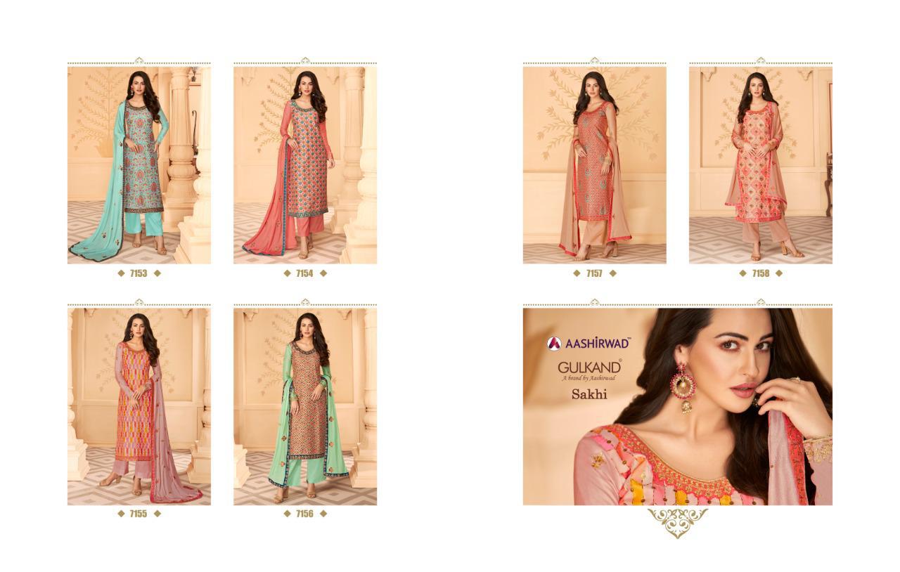 Ashirwad Presents Sakhi Collection Of Digital Style Print Heavy Tussar Silk Salwar Suits