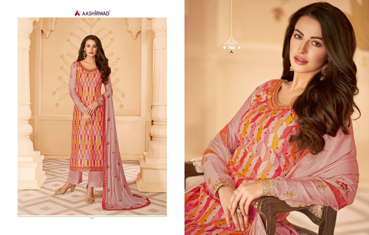 Ashirwad Presents Sakhi Collection Of Digital Style Print Heavy Tussar Silk Salwar Suits