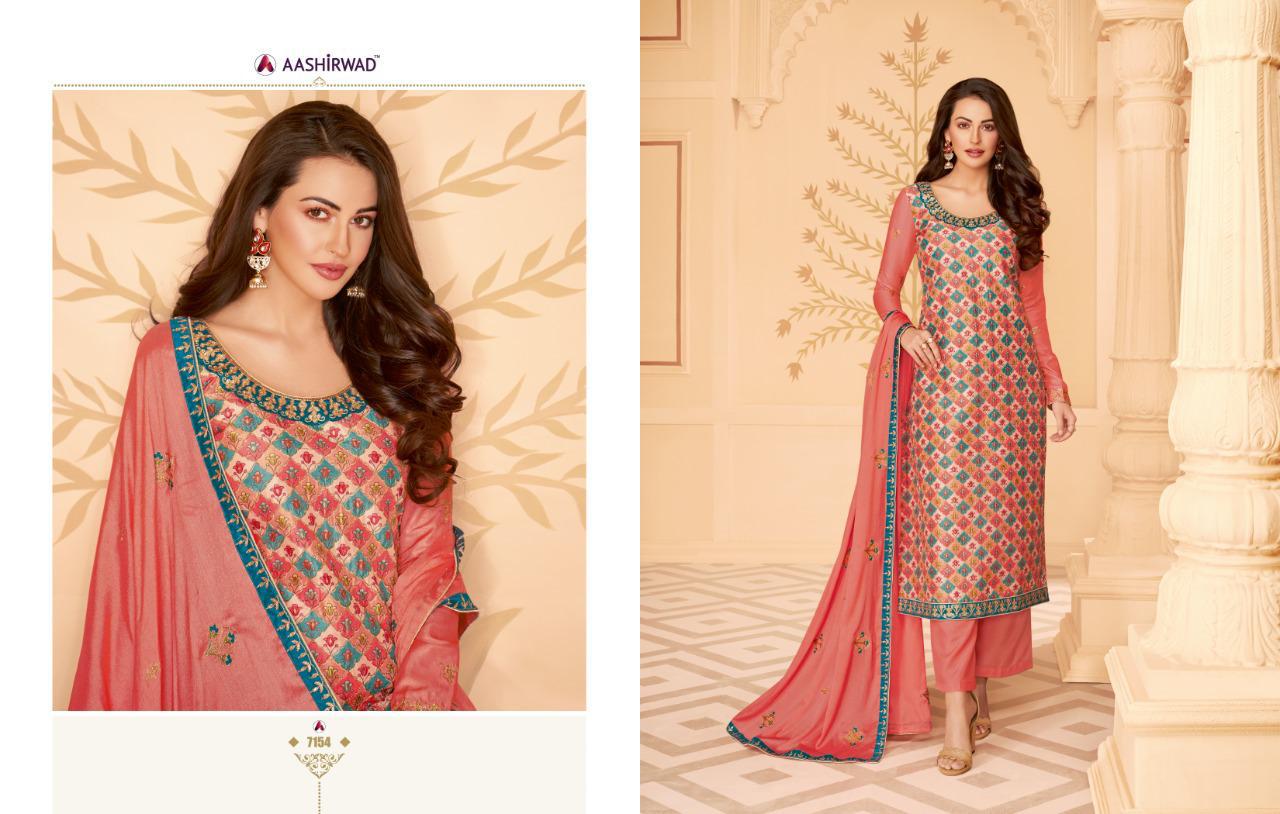 Ashirwad Presents Sakhi Collection Of Digital Style Print Heavy Tussar Silk Salwar Suits