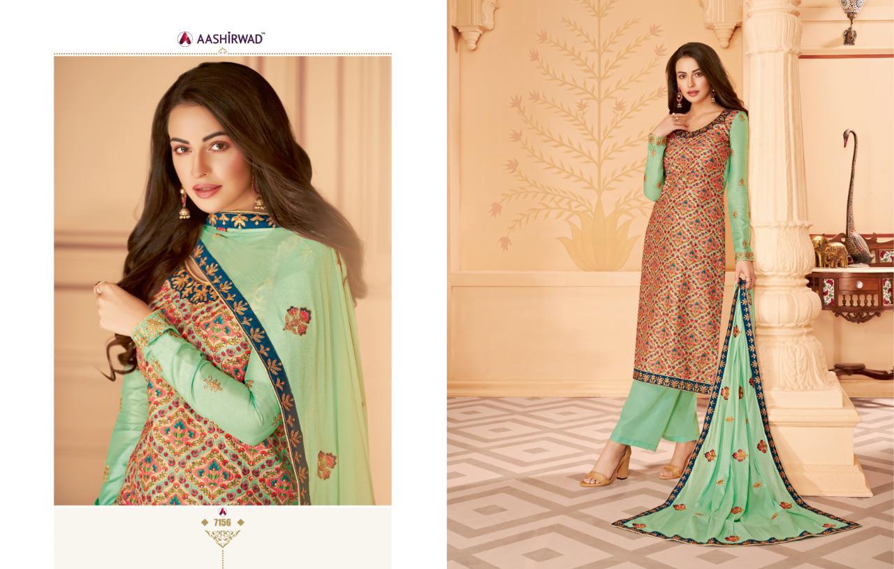 Ashirwad Presents Sakhi Collection Of Digital Style Print Heavy Tussar Silk Salwar Suits