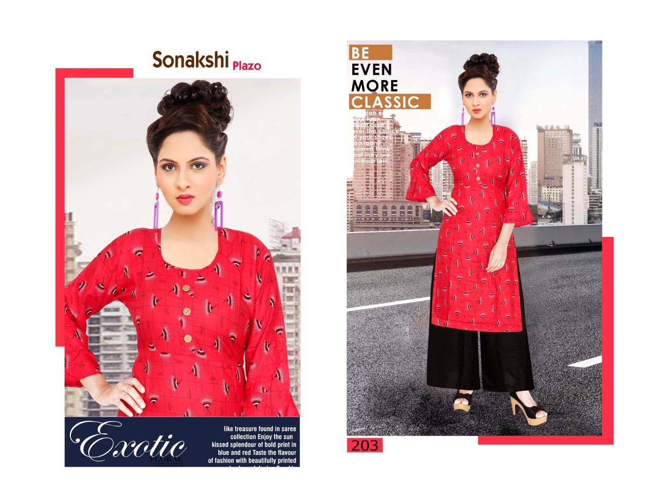 Trendy Presents Sonakshi Plazo 2 Collection Of Heavy Rayon Printed Kurti With Plazo