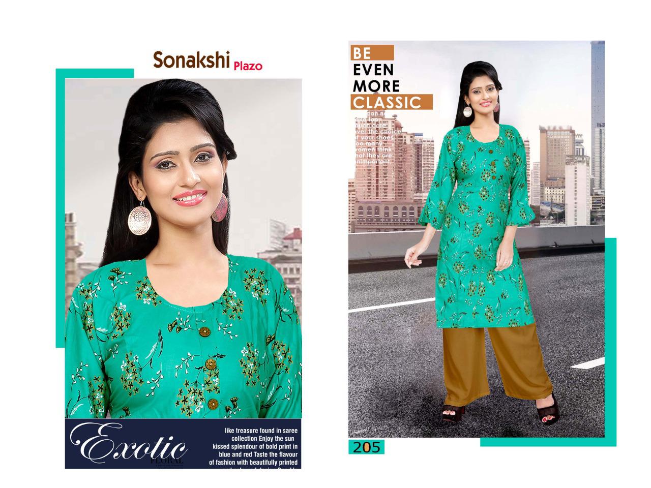 Trendy Presents Sonakshi Plazo 2 Collection Of Heavy Rayon Printed Kurti With Plazo