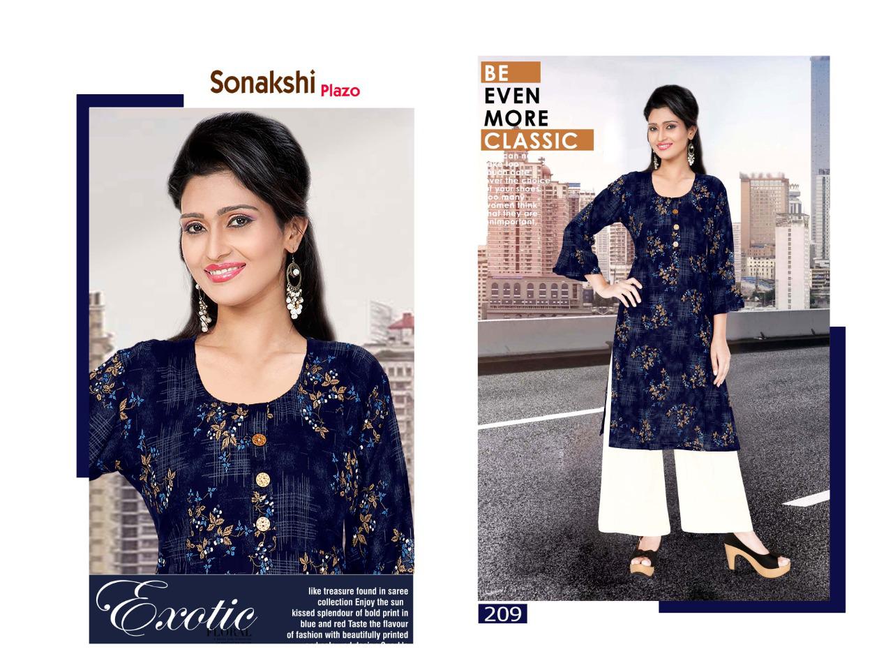 Trendy Presents Sonakshi Plazo 2 Collection Of Heavy Rayon Printed Kurti With Plazo