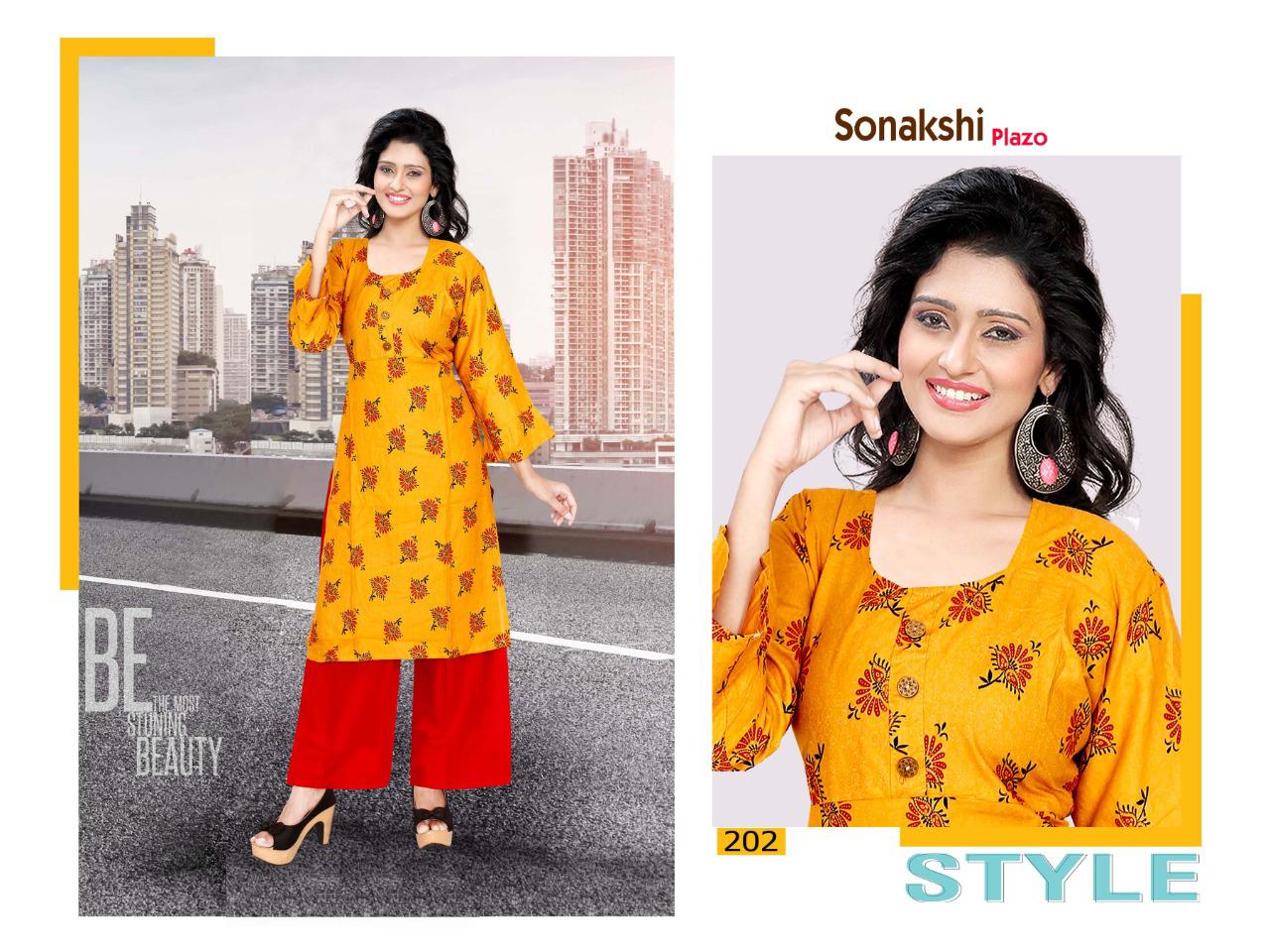 Trendy Presents Sonakshi Plazo 2 Collection Of Heavy Rayon Printed Kurti With Plazo