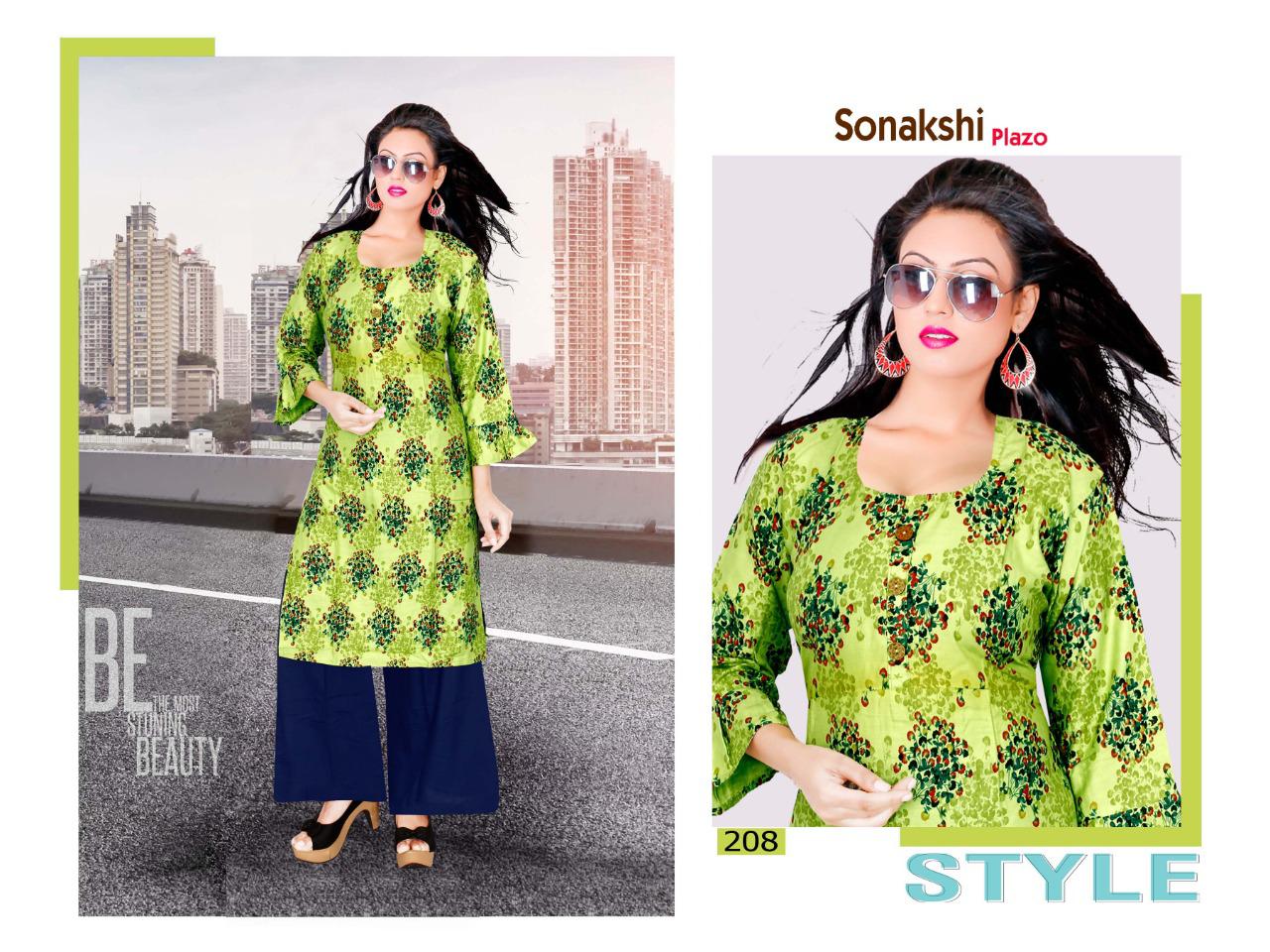 Trendy Presents Sonakshi Plazo 2 Collection Of Heavy Rayon Printed Kurti With Plazo