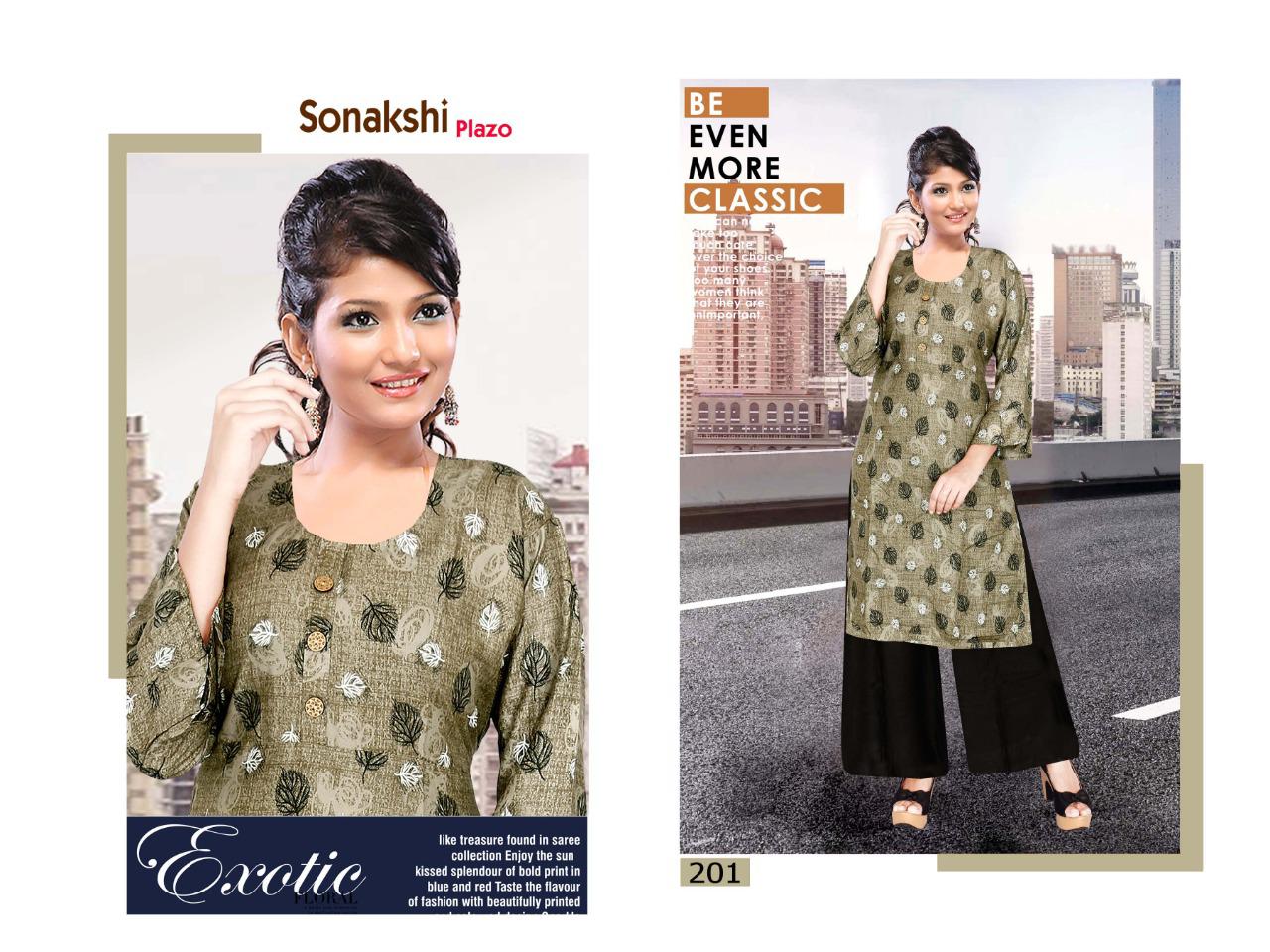 Trendy Presents Sonakshi Plazo 2 Collection Of Heavy Rayon Printed Kurti With Plazo