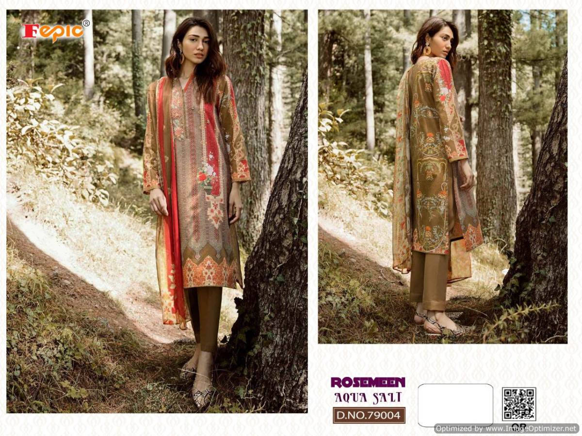 Fepic Presents Rosemeen Aqua Salt Collection Of Pure Cambric Cotton Pakistani Suits