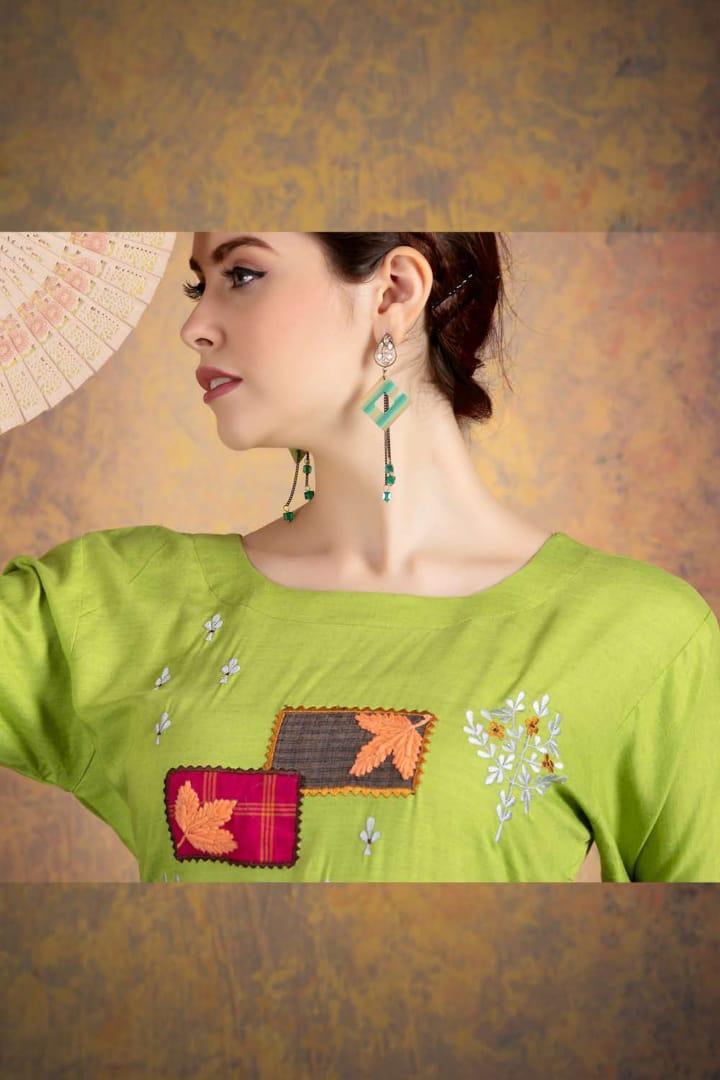 Ft Presents Myraa Collection Of Heavy Rayon Fancy Work Designer Kurtis