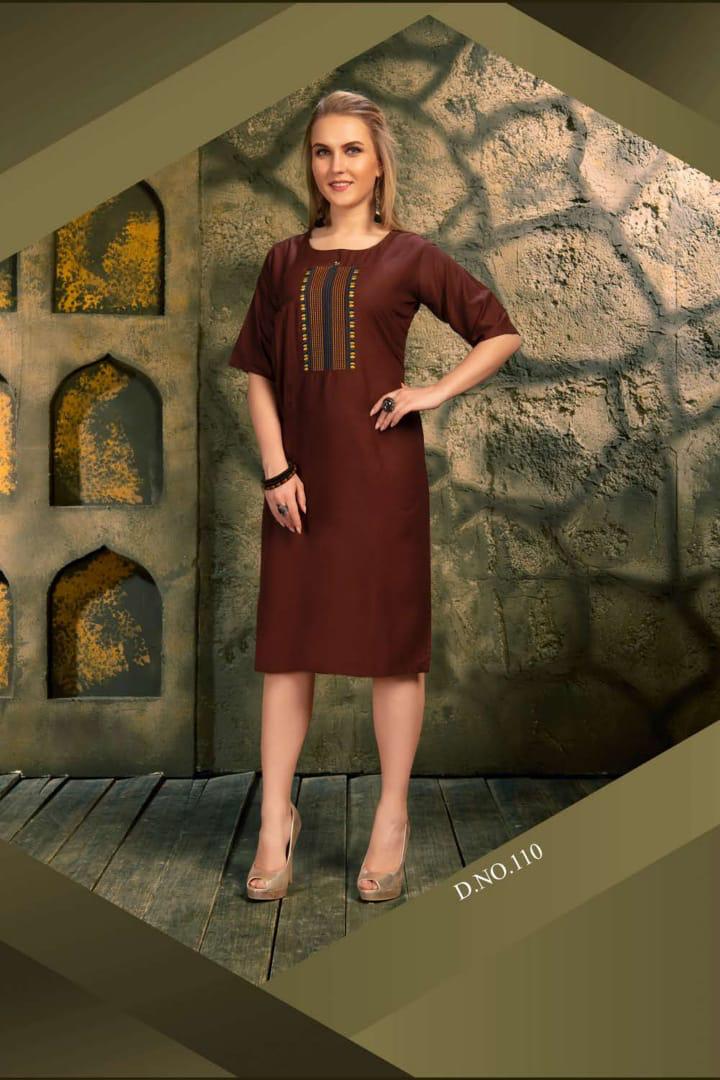 Ft Presents Soulmate Collection Of Heavy Rayon Stylish Embroidered Short Kurtis