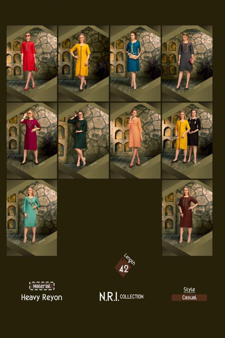 Ft Presents Soulmate Collection Of Heavy Rayon Stylish Embroidered Short Kurtis