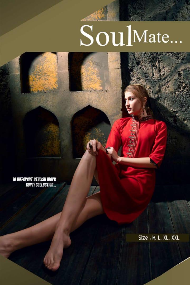 Ft Presents Soulmate Collection Of Heavy Rayon Stylish Embroidered Short Kurtis