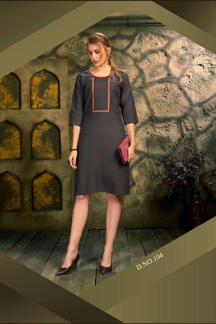 Ft Presents Soulmate Collection Of Heavy Rayon Stylish Embroidered Short Kurtis