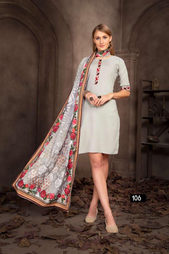 Ft Presents Springg Collection Of Heavy Rayon Slub Kurti With Dupatta