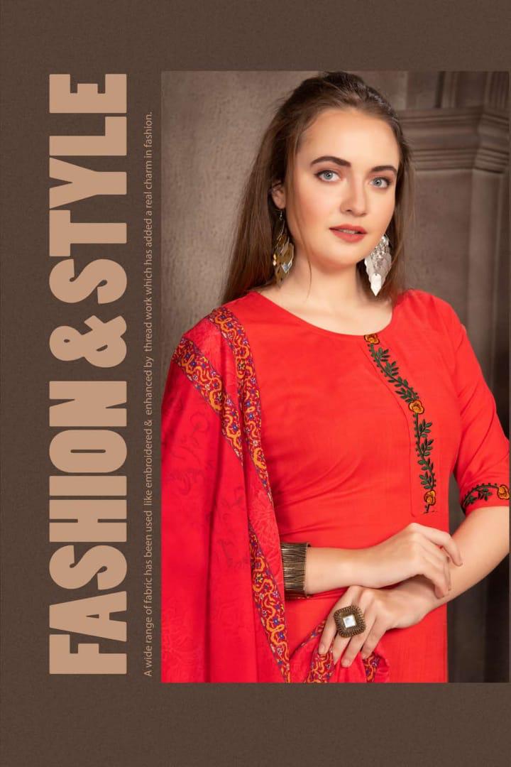 Ft Presents Springg Collection Of Heavy Rayon Slub Kurti With Dupatta