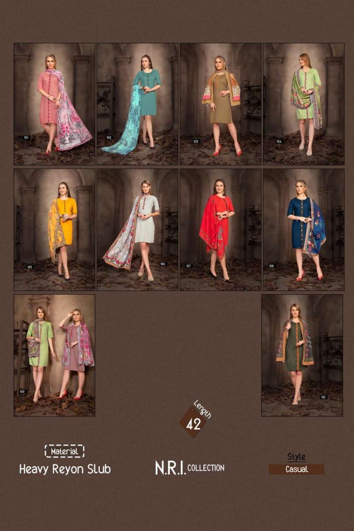 Ft Presents Springg Collection Of Heavy Rayon Slub Kurti With Dupatta