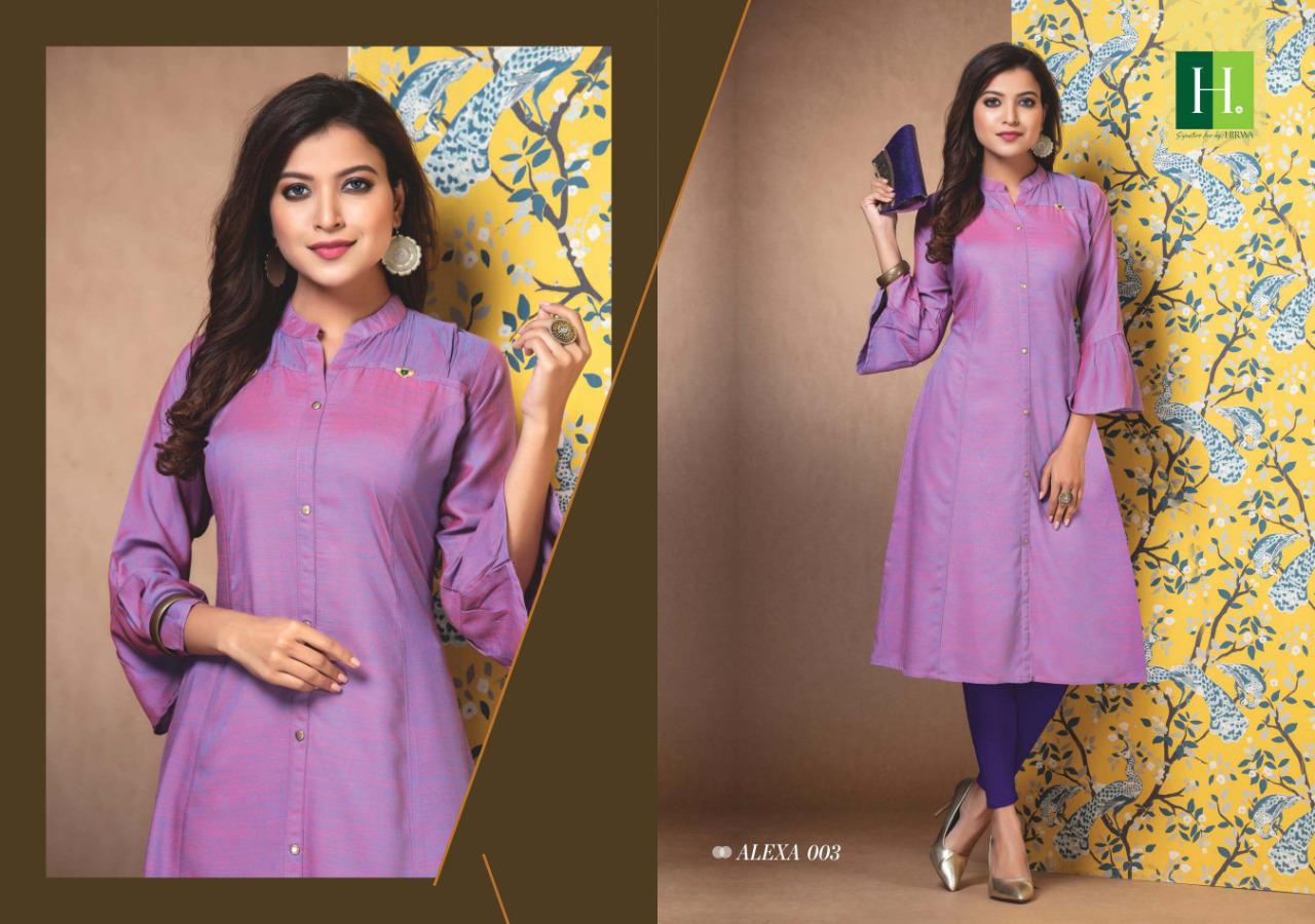 Hirwa Presents Alexa 2 Collection Of Raw Silk Front Button Slit Mandarin Collar Kurtis