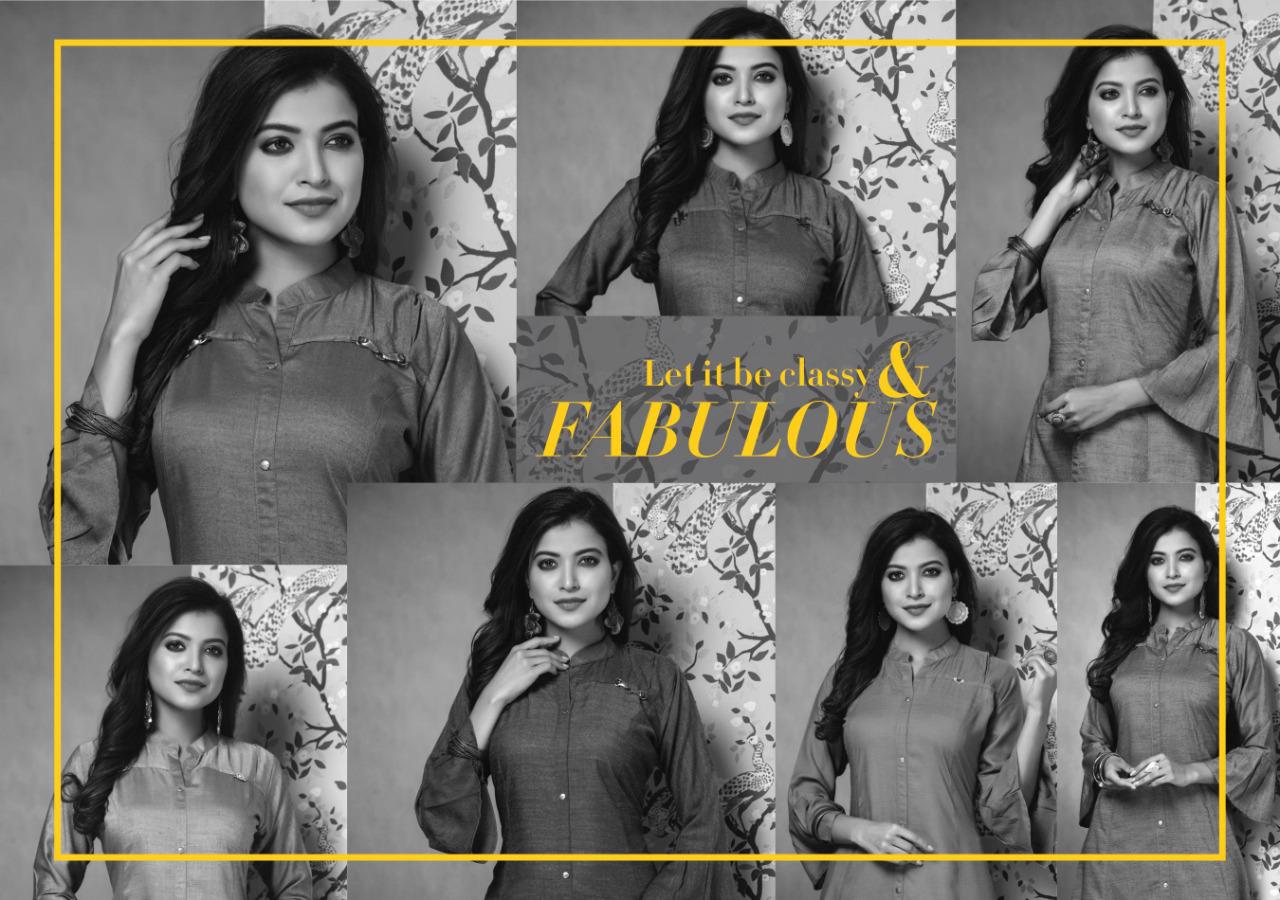 Hirwa Presents Alexa 2 Collection Of Raw Silk Front Button Slit Mandarin Collar Kurtis