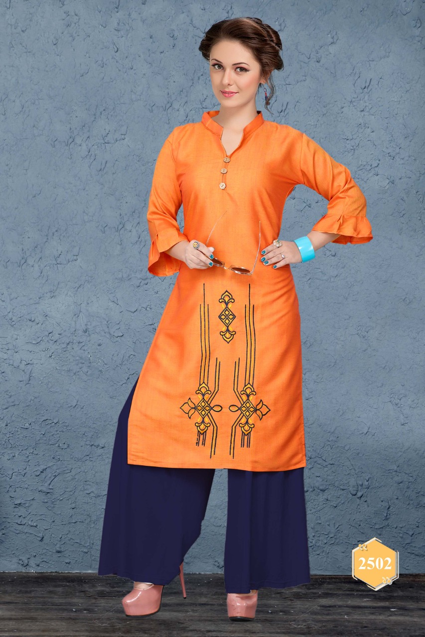 Honey Presents Pragya Collection Of Heavy Rayon Printed Straight-cut Kurti With Bottom