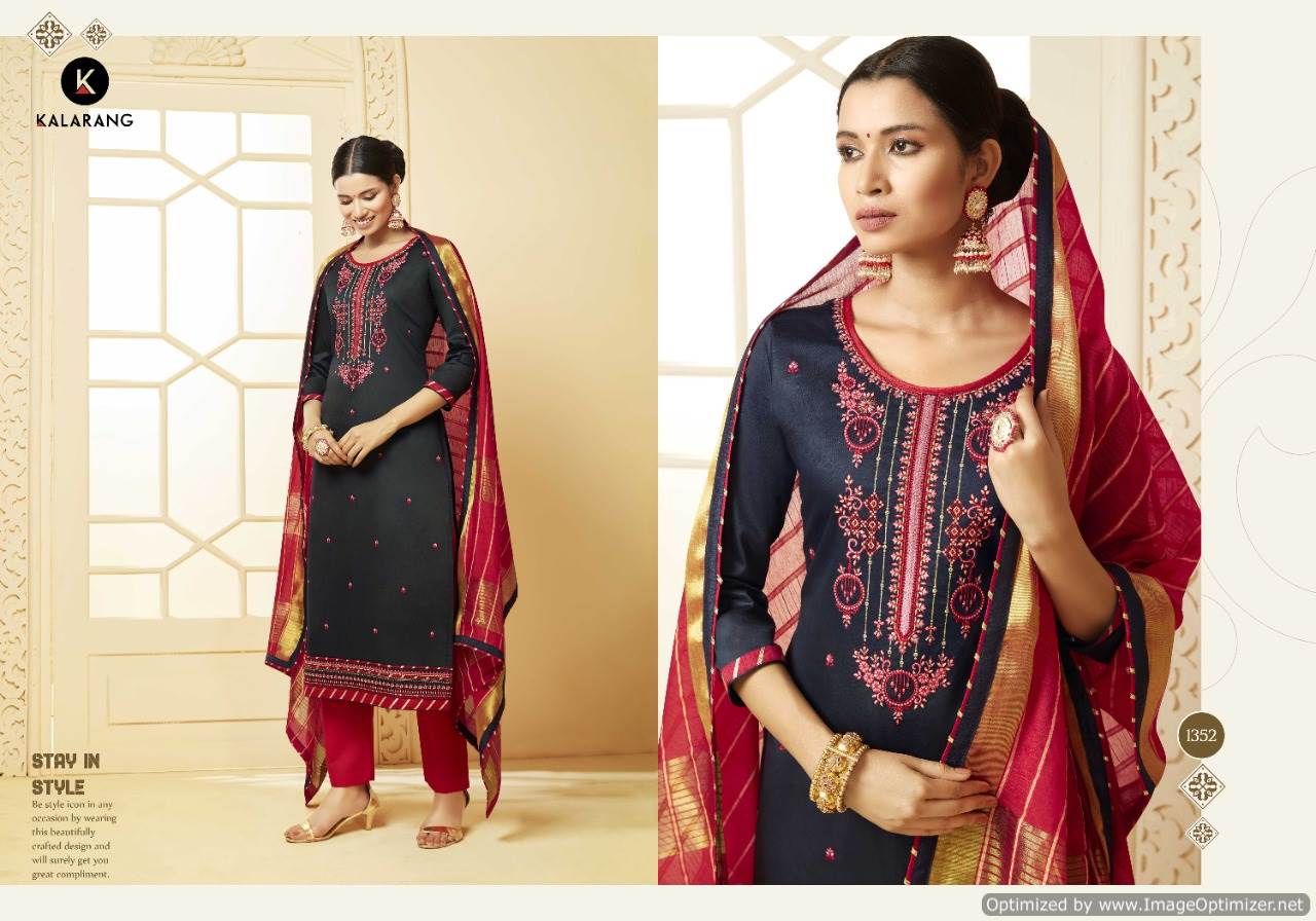 Kalarang Presents Jasmin 9 Collection Of Jam Silk Cotton Attractive Embroidered Dress Materials
