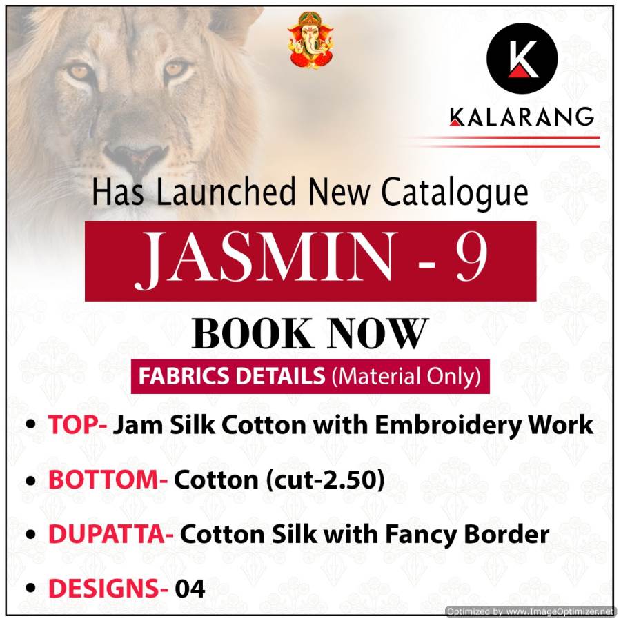 Kalarang Presents Jasmin 9 Collection Of Jam Silk Cotton Attractive Embroidered Dress Materials