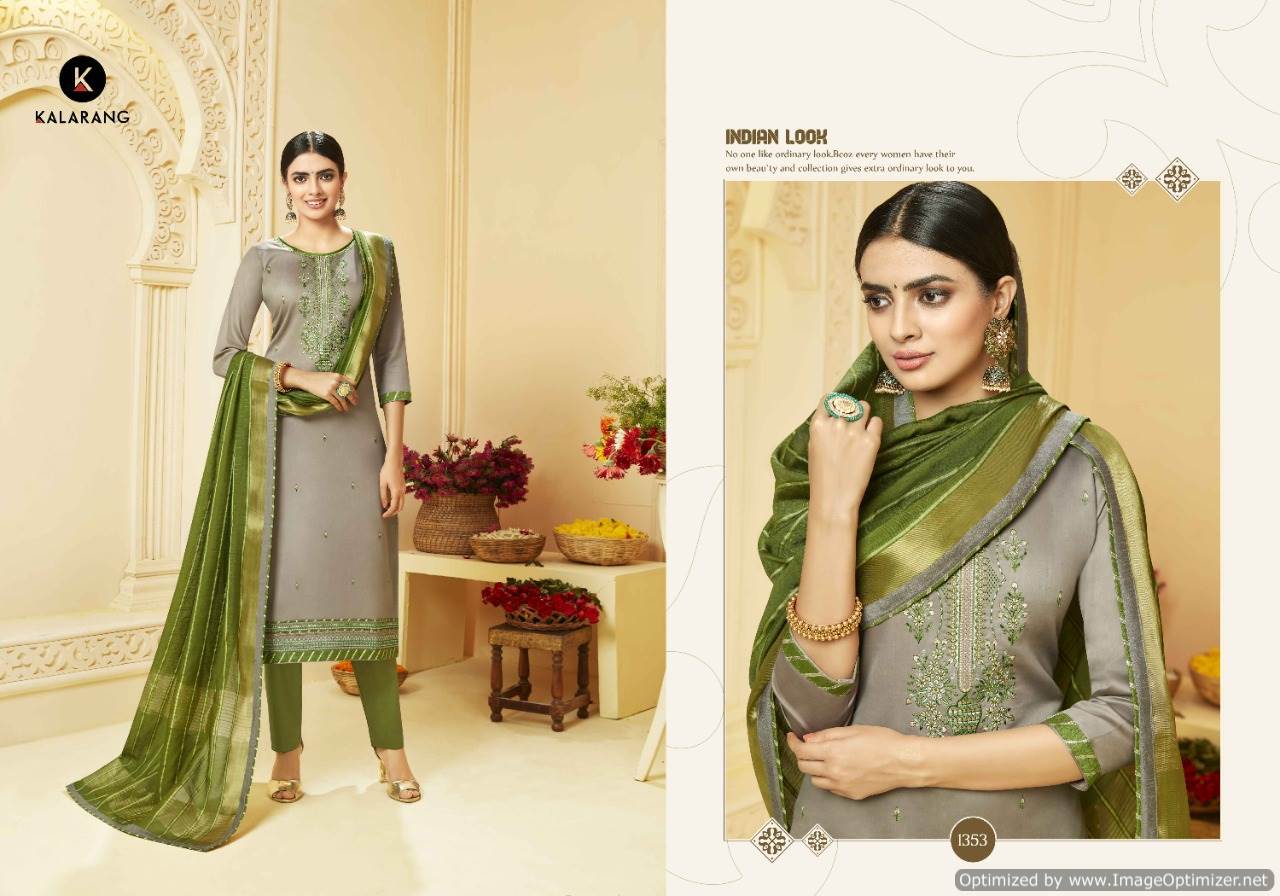 Kalarang Presents Jasmin 9 Collection Of Jam Silk Cotton Attractive Embroidered Dress Materials