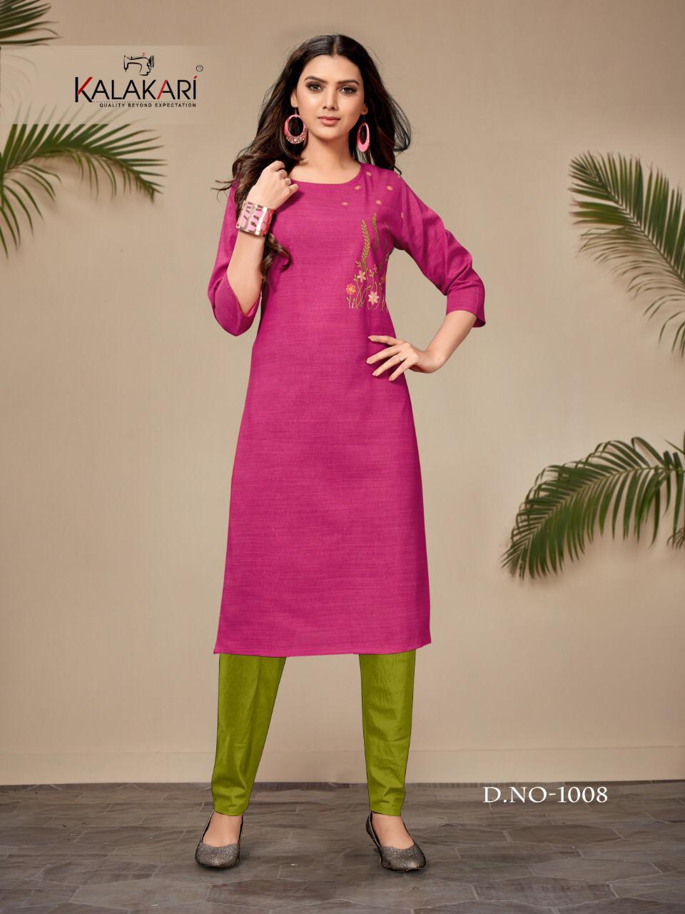 Khayyira Kalakari Presents Saanvi 8 Collection Of Cotton Straight-cut Casual Wear Kurtis