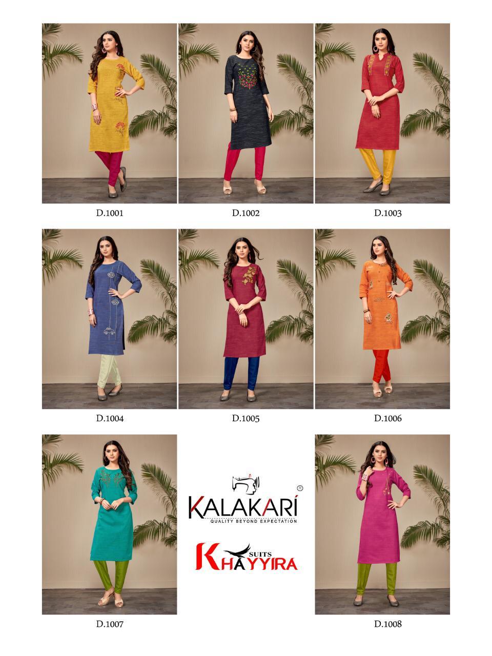 Khayyira Kalakari Presents Saanvi 8 Collection Of Cotton Straight-cut Casual Wear Kurtis