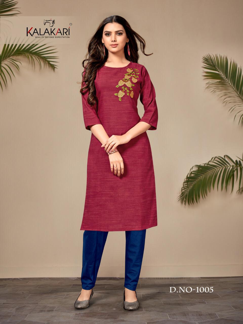 Khayyira Kalakari Presents Saanvi 8 Collection Of Cotton Straight-cut Casual Wear Kurtis