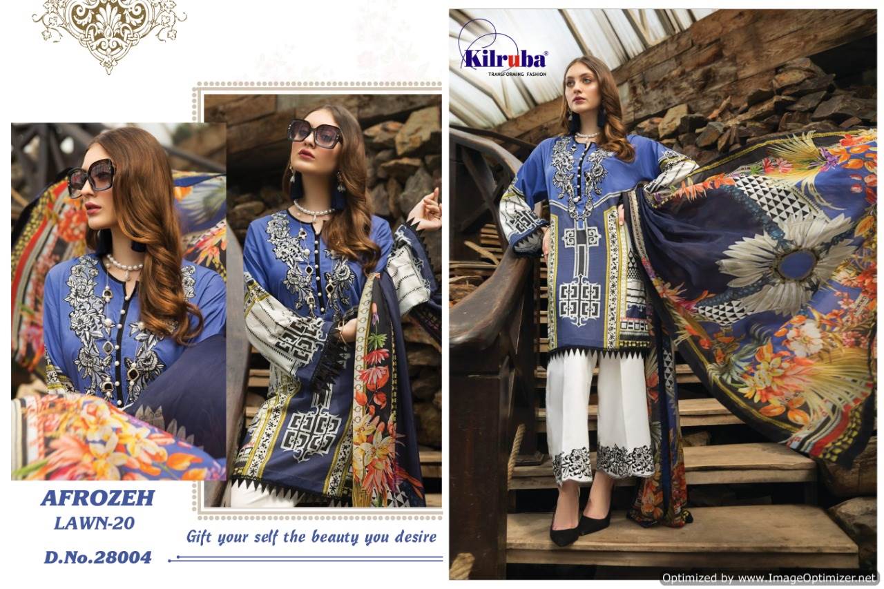 Kilruba Presents Afrozeh Lawn 20 Collection Of Luxury Lawn Cotton Embroidered Pakistani Suits
