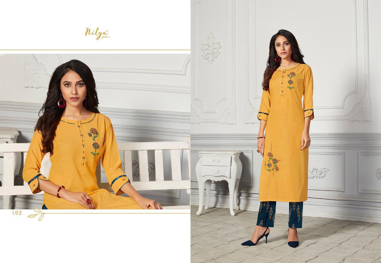 Lt Presents Nitya Mehar Collection Of Cotton Fancy Kurti With Bottom