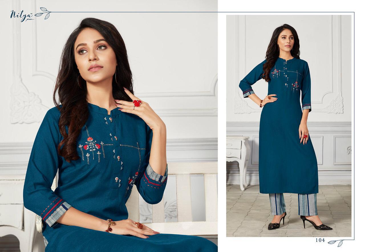 Lt Presents Nitya Mehar Collection Of Cotton Fancy Kurti With Bottom
