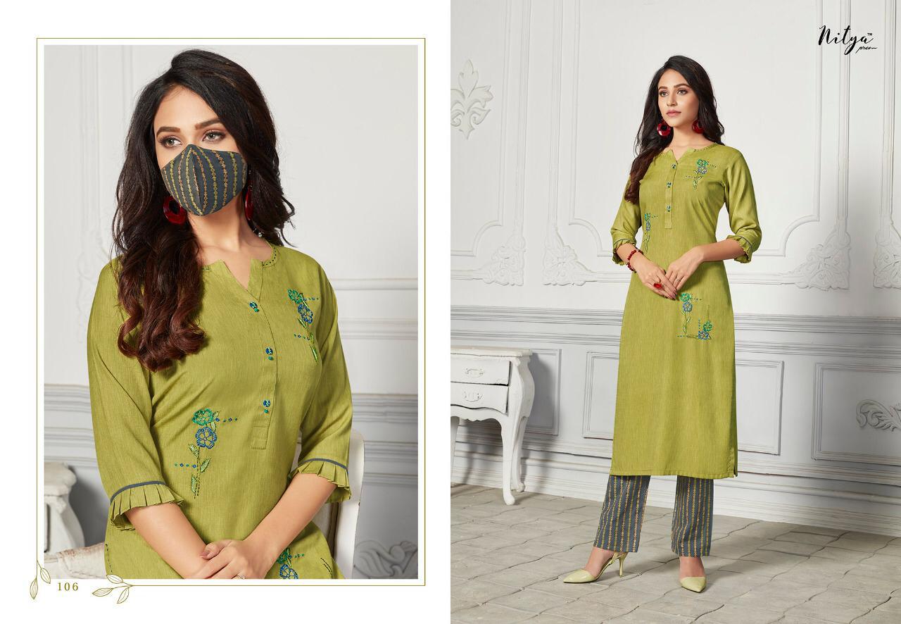 Lt Presents Nitya Mehar Collection Of Cotton Fancy Kurti With Bottom