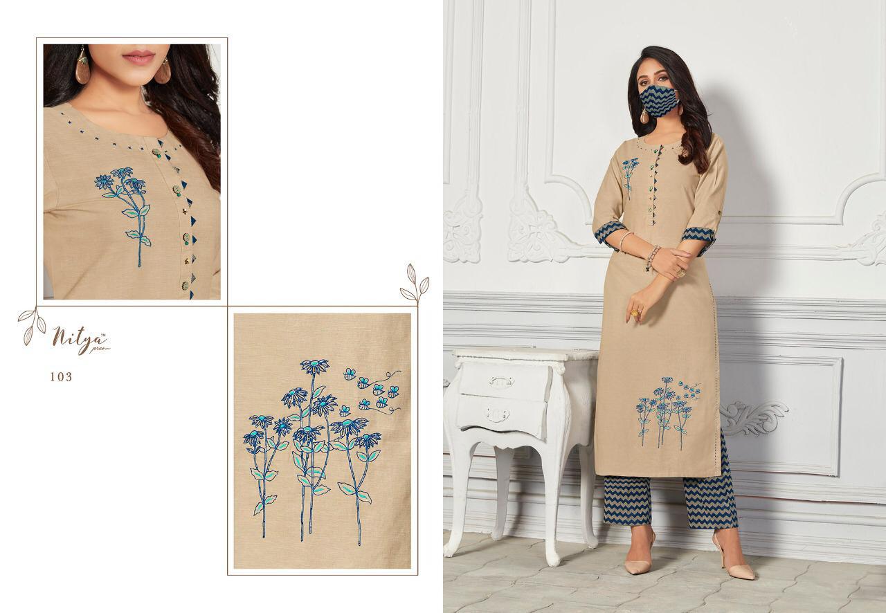 Lt Presents Nitya Mehar Collection Of Cotton Fancy Kurti With Bottom
