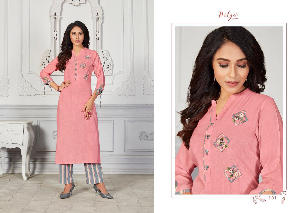 Lt Presents Nitya Mehar Collection Of Cotton Fancy Kurti With Bottom