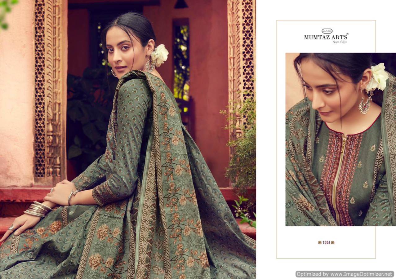 Mumtaz Arts Presents Fiza Collection Of Pure Jam Satin Attractive Kashmiri Work Dress Materials