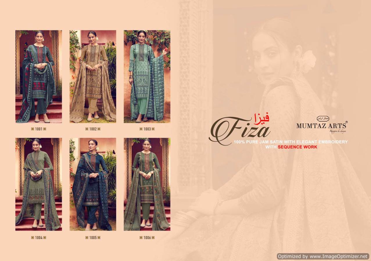 Mumtaz Arts Presents Fiza Collection Of Pure Jam Satin Attractive Kashmiri Work Dress Materials