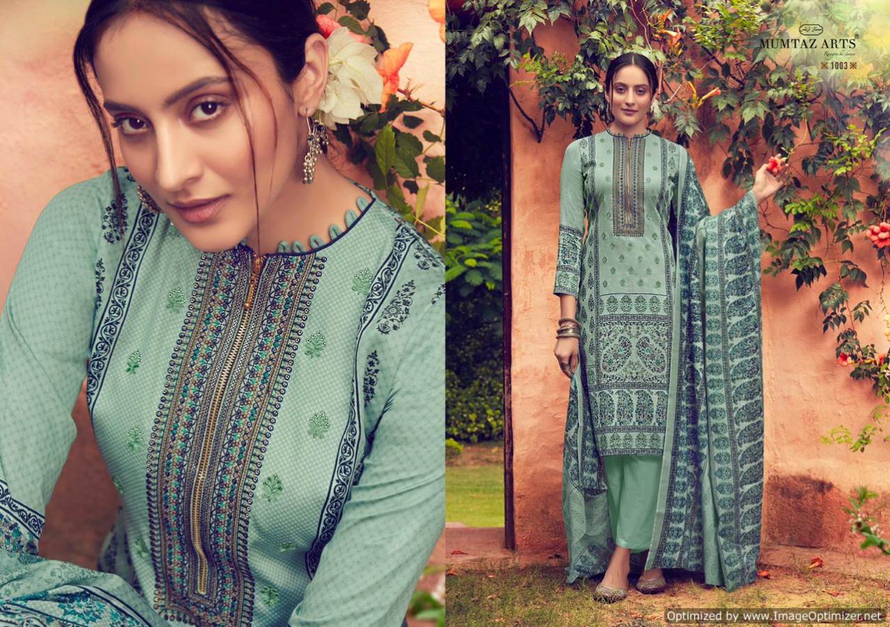Mumtaz Arts Presents Fiza Collection Of Pure Jam Satin Attractive Kashmiri Work Dress Materials