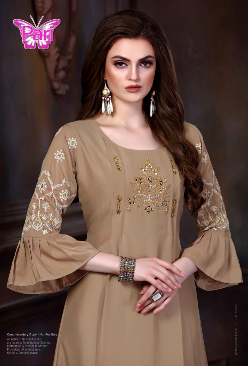 Pari Presents Kiara Collection Of Heavy Muslin Fancy Embroidered Designer Kurtis