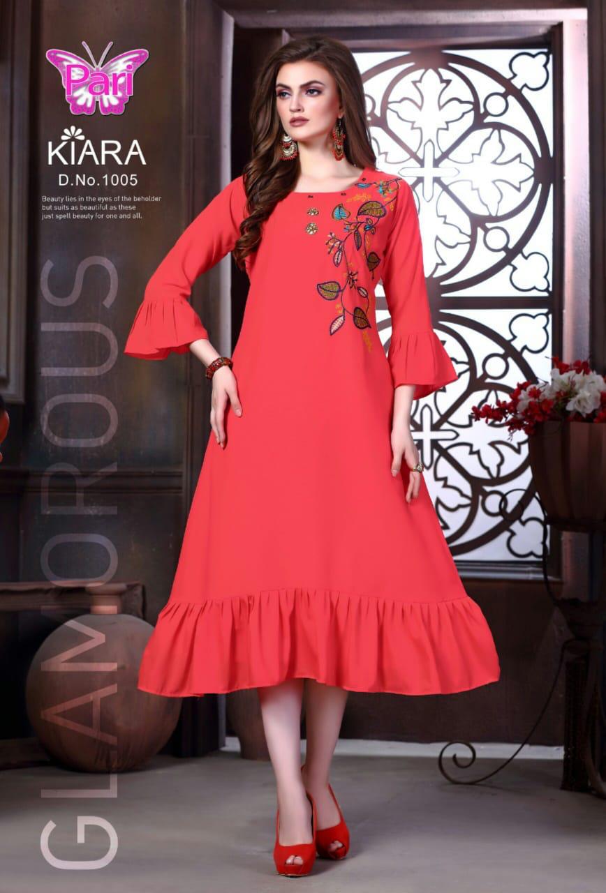 Pari Presents Kiara Collection Of Heavy Muslin Fancy Embroidered Designer Kurtis