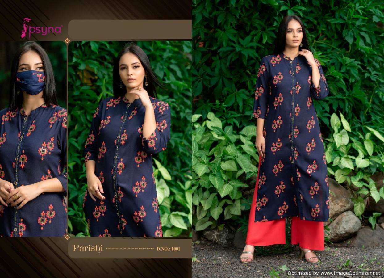 Psyna Presents Parishi Premium 1 Collection Of Heavy Rayon Printed Kurti With Plazo